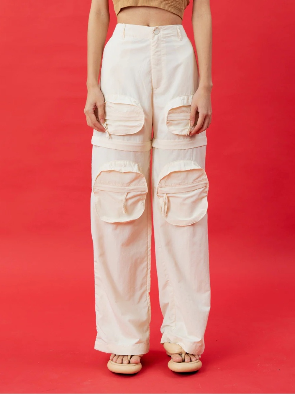 Zara Pale Pink High-Rise Cargo Pants